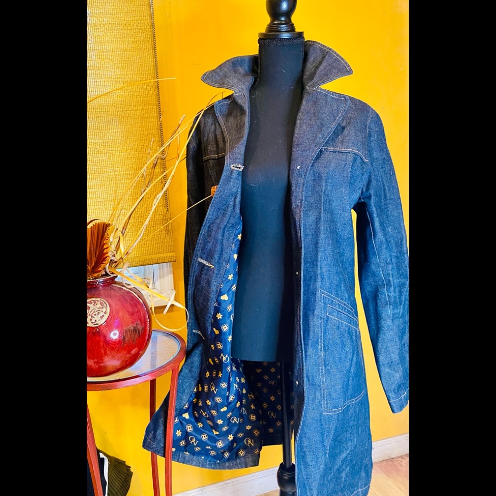 Women’s Blue Trench Jean Jacket size med